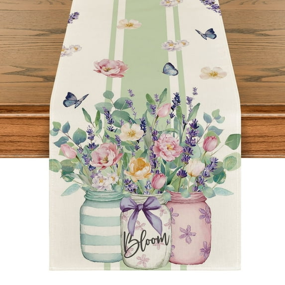 Sm:)e Tulip Lavender Floral Spring Lavender 13x120 inch Table Runner
