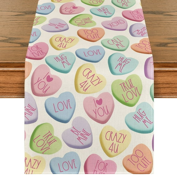 Sm:)e Ture Love Heart Valentine's Day Table Runner 13x72 Inch