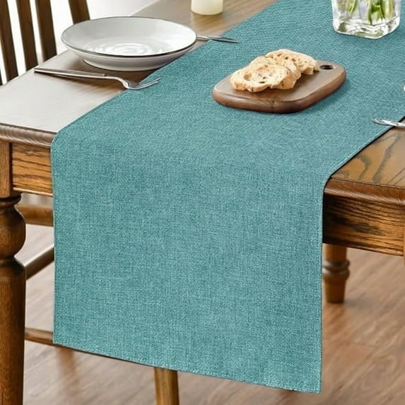 Sm:)e Turquoise Aqua Table Runner 13x72 Inch, Seasonal Washable Kitchen Dining Table Decoration for Home Party