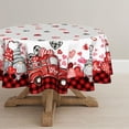 thumbnail image 1 of Sm:)e Valentine's Day Tablecloth 60 Inch Round, Gnomes Truck Red Buffalo Plaid Washable Table Cover for Party Picnic Dinner Decor, 1 of 6
