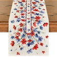 thumbnail image 1 of Sm:)e Watercolor Floral Poppy Eucalyptus Summer and 4th of July Table Runner 13 x 72 Inch,Seasonal Summer Washable Kitchen Dining, 1 of 7