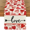 thumbnail image 1 of Sm:)e Watercolor Heart Arrow Love Valentine Table Runner 13 x 60 Inch, 1 of 6