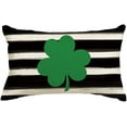 thumbnail image 1 of Sm:)e Watercolor Stripes Shamrock Lucky Clover St. Patrick's Day Throw Pillow Cover 12 x 20 Inch, 1 of 7