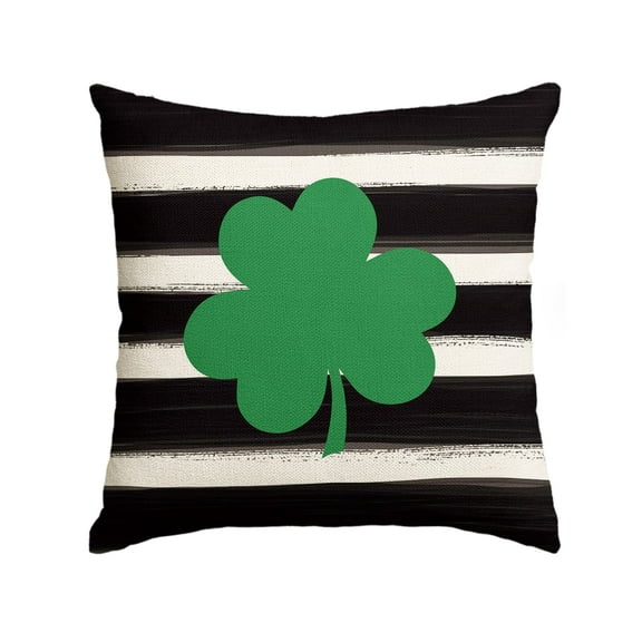 Sm:)e Watercolor Stripes Shamrock St. Patrick's Day Throw Pillow Cover 18 x 18 Inch