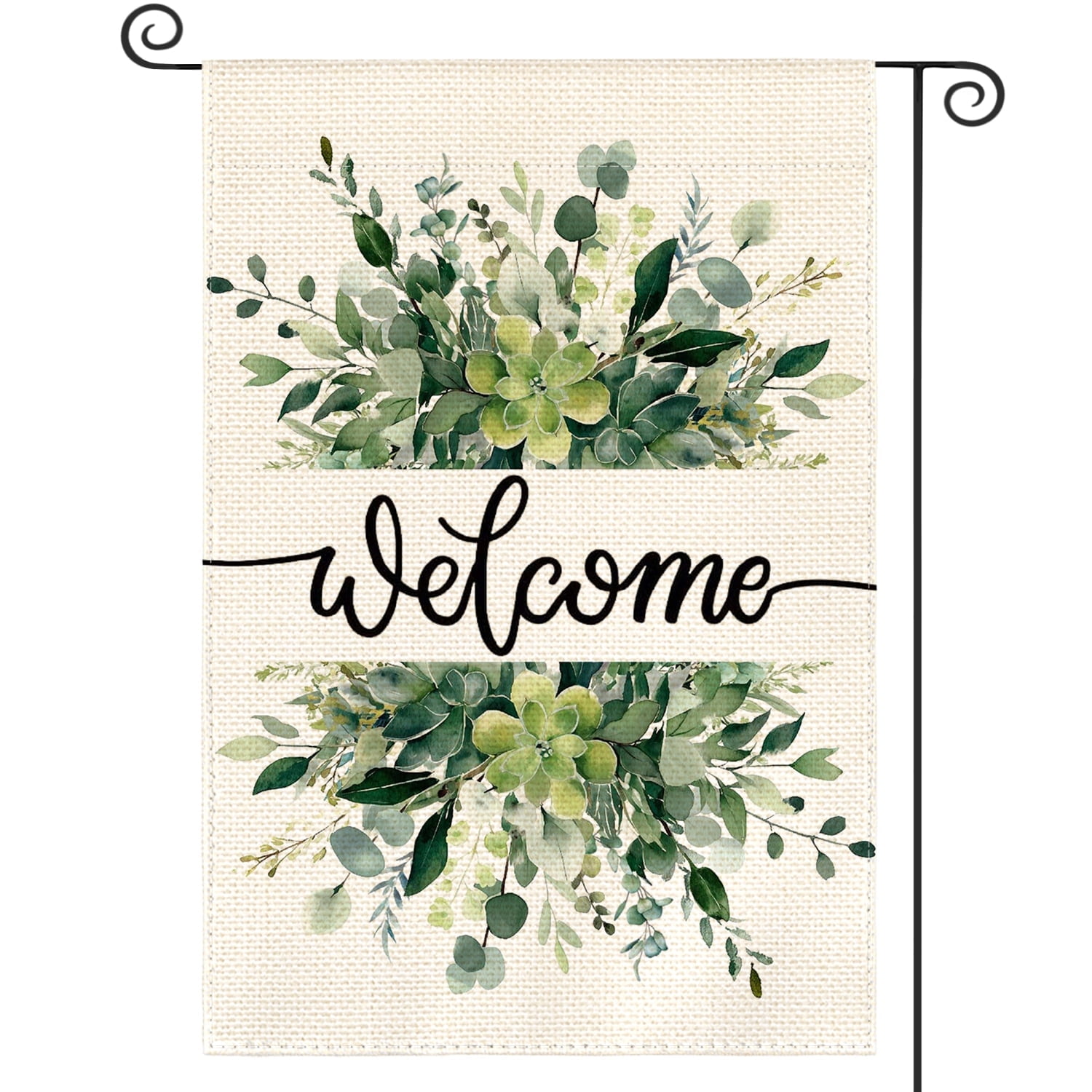 Sm:)e Weclome Eucalytptus Leaves Spring Garden Flag for Summer 12x18 Inch Double Sided