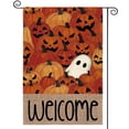 thumbnail image 1 of Sm:)e Welcome Ghost Pumpkin Halloween Garden Flag 12 x 18 Inch, Double-Sided Printing, Outdoor Welcome Decor for Yards, 1 of 8