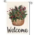 thumbnail image 1 of Sm:)e Welcome Holly Red Berries Garden Flag 12x18 Inch Double Sided Outside, Winter Christmas Farmhouse Yard Outdoor Decorative Flag, 1 of 8