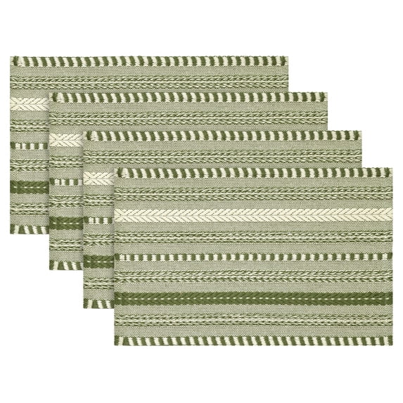 Sm:)e Wheat Ear Army Green Farmhouse Woven Placemats Set of 4,12x18 Inch, Seasonal Holiday Rustic Kitchen Dining Table Decoration for Home Party Decor
