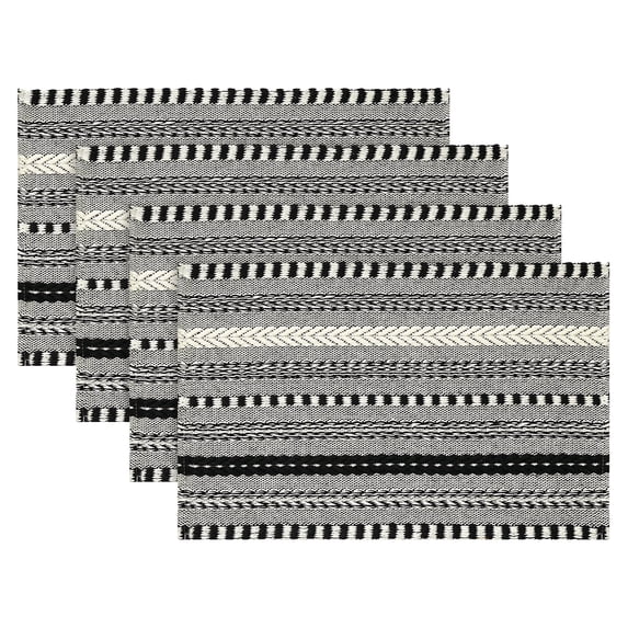 Sm:)e Wheat Ear Black Farmhouse Woven Placemats Set of 4,12x18 Inch, Seasonal Holiday Rustic Kitchen Dining Table Decoration for Home Party Decor
