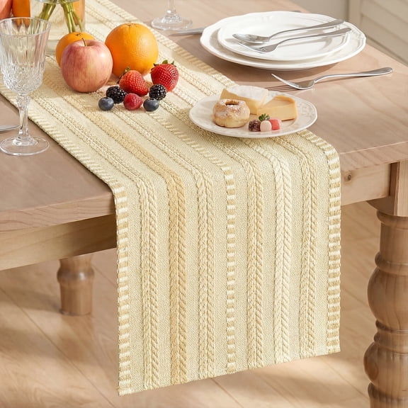 Sm:)e Wheat Ear Burlap Brown Farmhouse Woven Table Runner 12x72 Inch, Seasonal Holiday Rustic Kitchen Dining Table Decoration for Home Party Decor