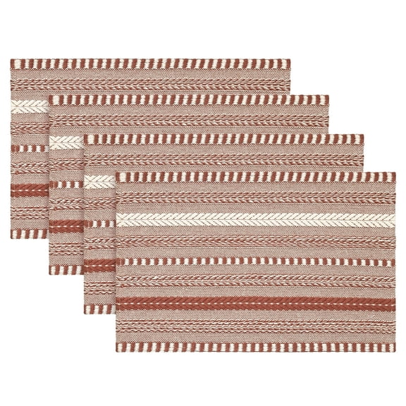 Sm:)e Wheat Ear Caramel Farmhouse Woven Placemats Set of 4,12x18 Inch, Seasonal Holiday Rustic Kitchen Dining Table Decoration for Home Party Decor