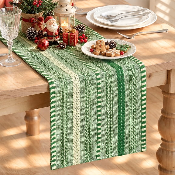Sm:)e Wheat Ear Emerald Farmhouse Woven Table Runner 12x72 Inch, Seasonal Holiday Rustic Kitchen Dining Table Decoration for Home Party Decor