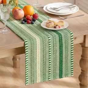 Sm:)e Wheat Ear Emerald Farmhouse Woven Table Runner 12x72 Inch, Seasonal Holiday Rustic Kitchen Dining Table Decoration for Home Party Decor