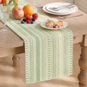 Sm:)e Wheat Ear Sage Green Farmhouse Woven Table Runner 12x72 Inch, Seasonal Holiday Rustic Kitchen Dining Table Decoration for Home Party Decor