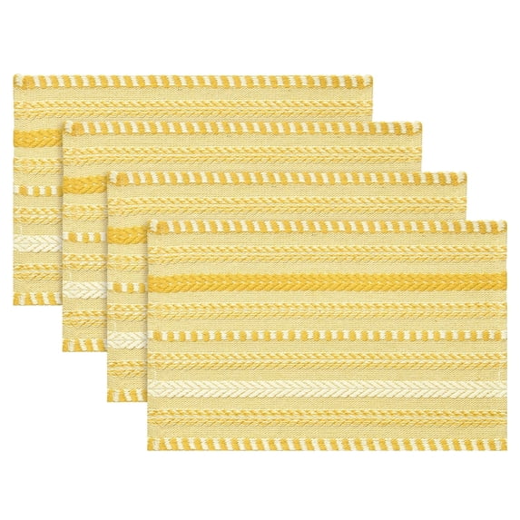 Sm:)e Wheat Ear Yellow Farmhouse Woven Placemats Set of 4,12x18 Inch, Seasonal Holiday Rustic Kitchen Dining Table Decoration for Home Party Decor