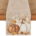 thumbnail image 1 of Sm:)e White Flowers and Pumpkin Fall Table Runner 13x72 Inch, Thanksgiving Holiday Dining Room Party Decoration, 1 of 7