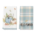 thumbnail image 1 of Sm:)e White Pumpkin Leaves Fall Thanksgiving Kitchen Dish Towels 18x26 Inch Set of 2, 1 of 6