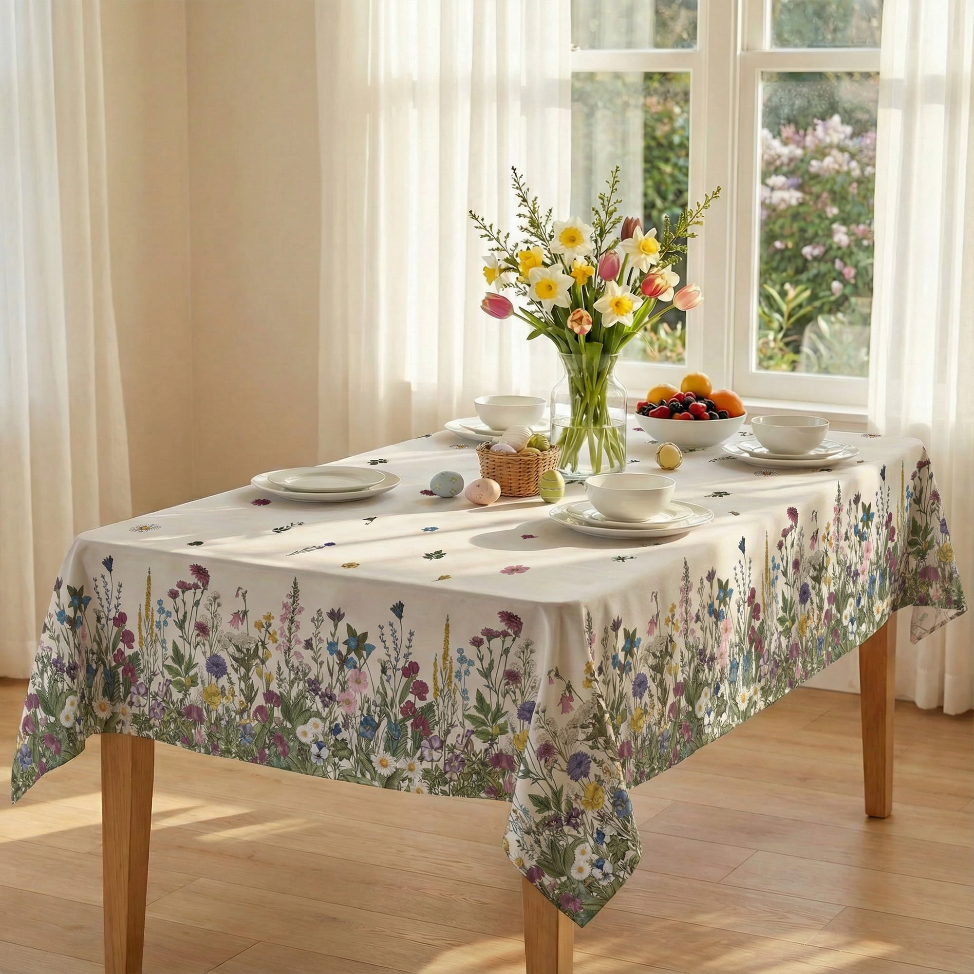 Sm:)e Wild Flowers Floral Tablecloth 60x84 Inch