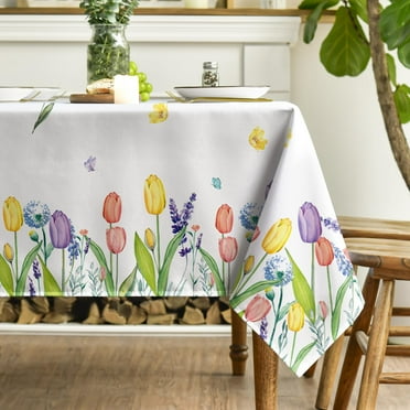 Sm:)e Wild Flowers Tulip Lavender Blooming Floral Summer Spring Tablecloth 60x84 Inch