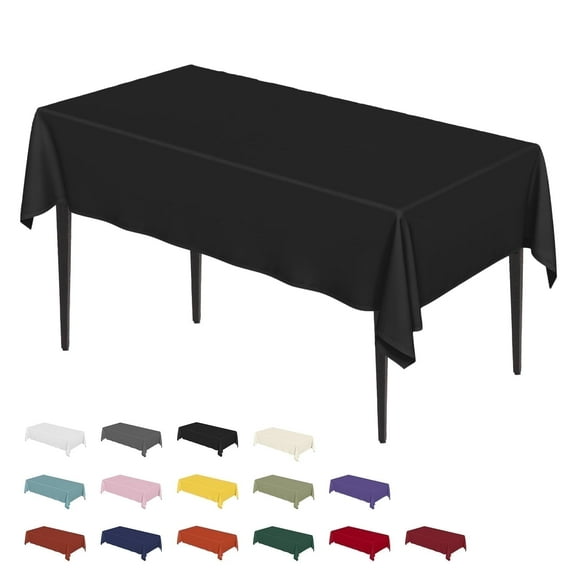 Sm:)e Wrinkle Resistant Fabric Dining Tablecloth 60 x 104 Inch, Solid Black Table Cover for Kitchen Outside Party 6ft Table