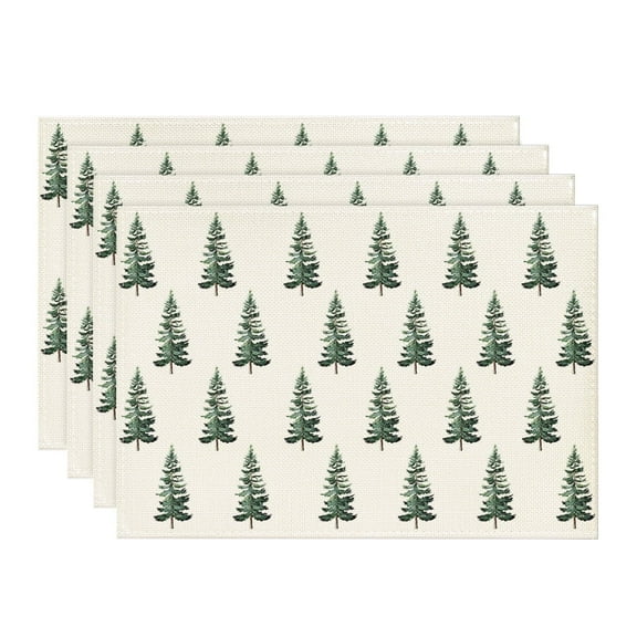 Sm:)e Xmas Tree Christmas Placemats Set of 4, Seasonal Winter Kitchen Dining Table Decoration for Home Party Decor 12x18 Inch