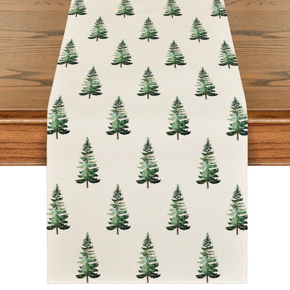 Sm:)e Xmas Tree Christmas Table Runner, Seasonal Winter Kitchen Dining Table Decoration for Home Party Decor 13x72 Inch