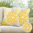 thumbnail image 1 of Sm:)e Yellow Gray Waterproof Dahlia Floral Throw Pillow Covers 18x18 Inch Set of 2, Outdoor Farmhouse Decorative Square Cushion Cases for Patio, Living Room, Sofa, Bed, 1 of 8