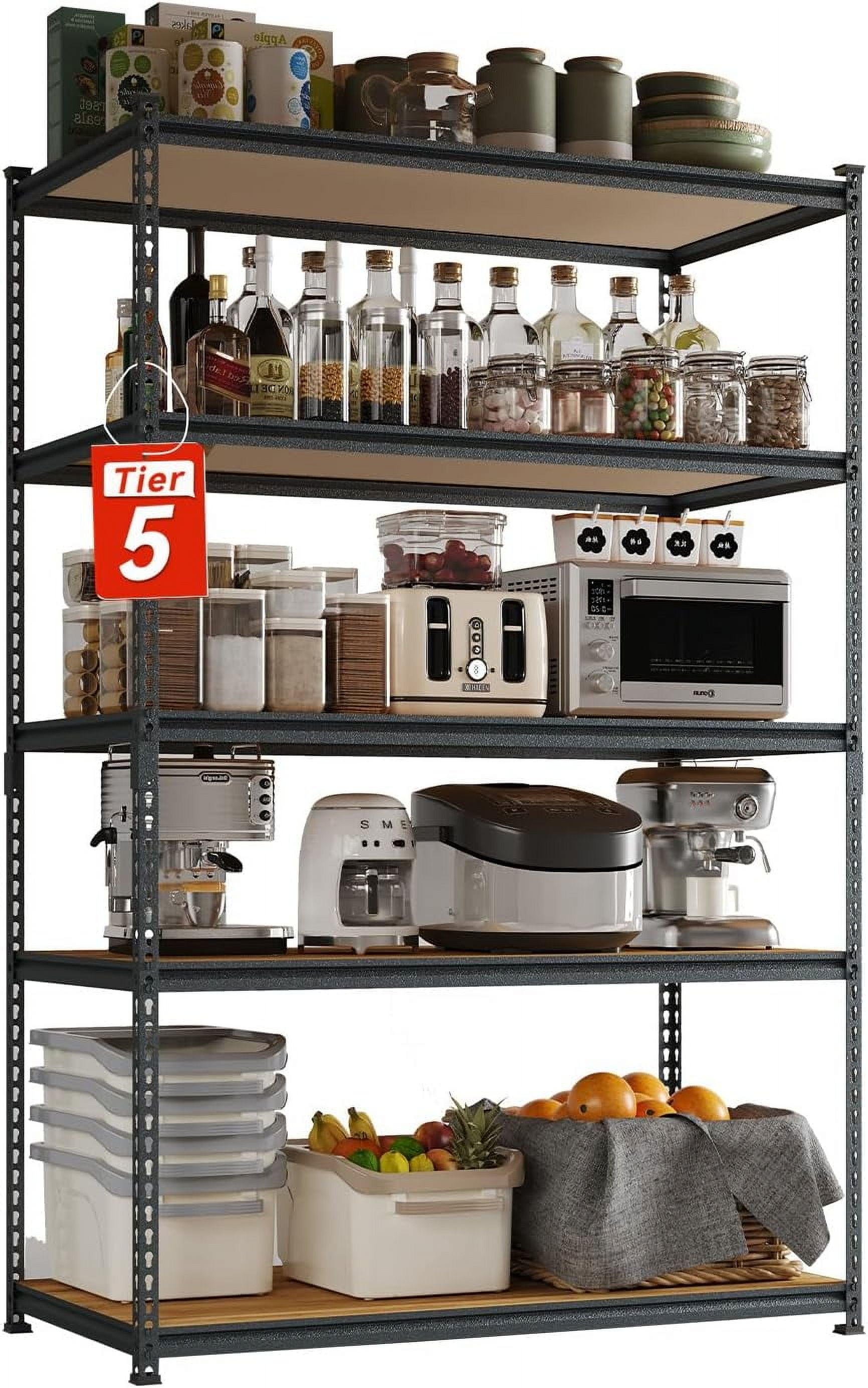 Smaafit 5 Tier Z-Shaped Heavy Duty Storage Shelving Metal Shelving Unit