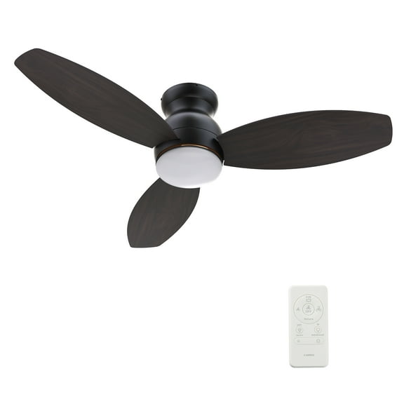 Smaair 44"  Flush Mount Ceiling Fan with Remote and Dimmable LED Light 3 Blades for Indoor Home