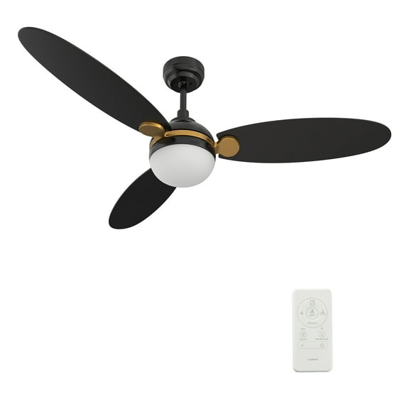 Smaair 52" 3 Blade Black/Gold Finish Ceiling Fan with LED Light  and Remote by Smart App Control