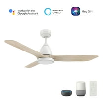 Smaair 52" 3 Blade Solid Wood Ceiling Fan with Remote and Dimmable LED Light for Smart Home