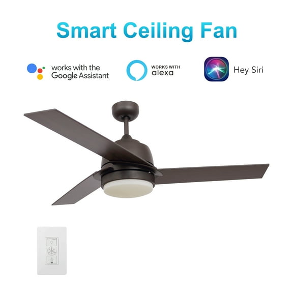 Smaair 52" 3 Blades Smart Ceiling Fan with Wall Control and Light Kit for Bedroom