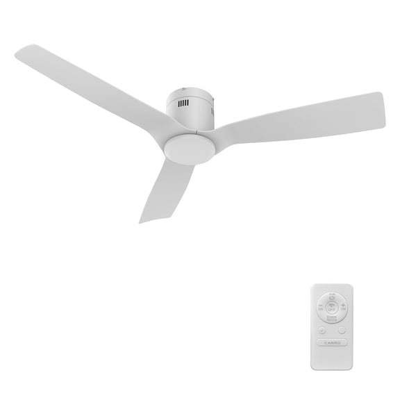 Smaair 52" Flush Mount Indoor Ceiling Fan with Remote Control Without Lights-White 3 Blades