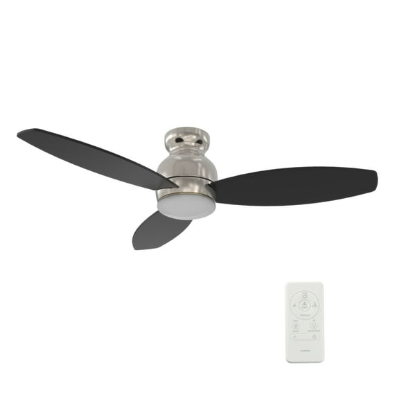 Smaair 52" Silver and Black Indoor DC Low Profile Ceiling Fan with Light and Remote Control