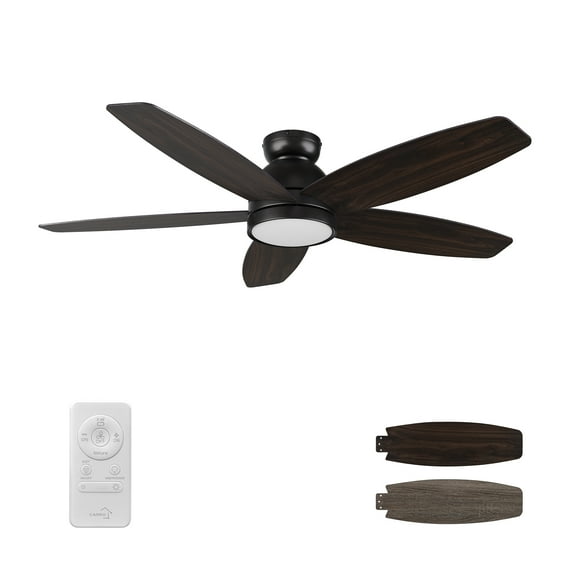 Smaair Povjeta 52" 5 Blades Indoor Low Profile Ceiling Fan with Remote and Dimmable Light