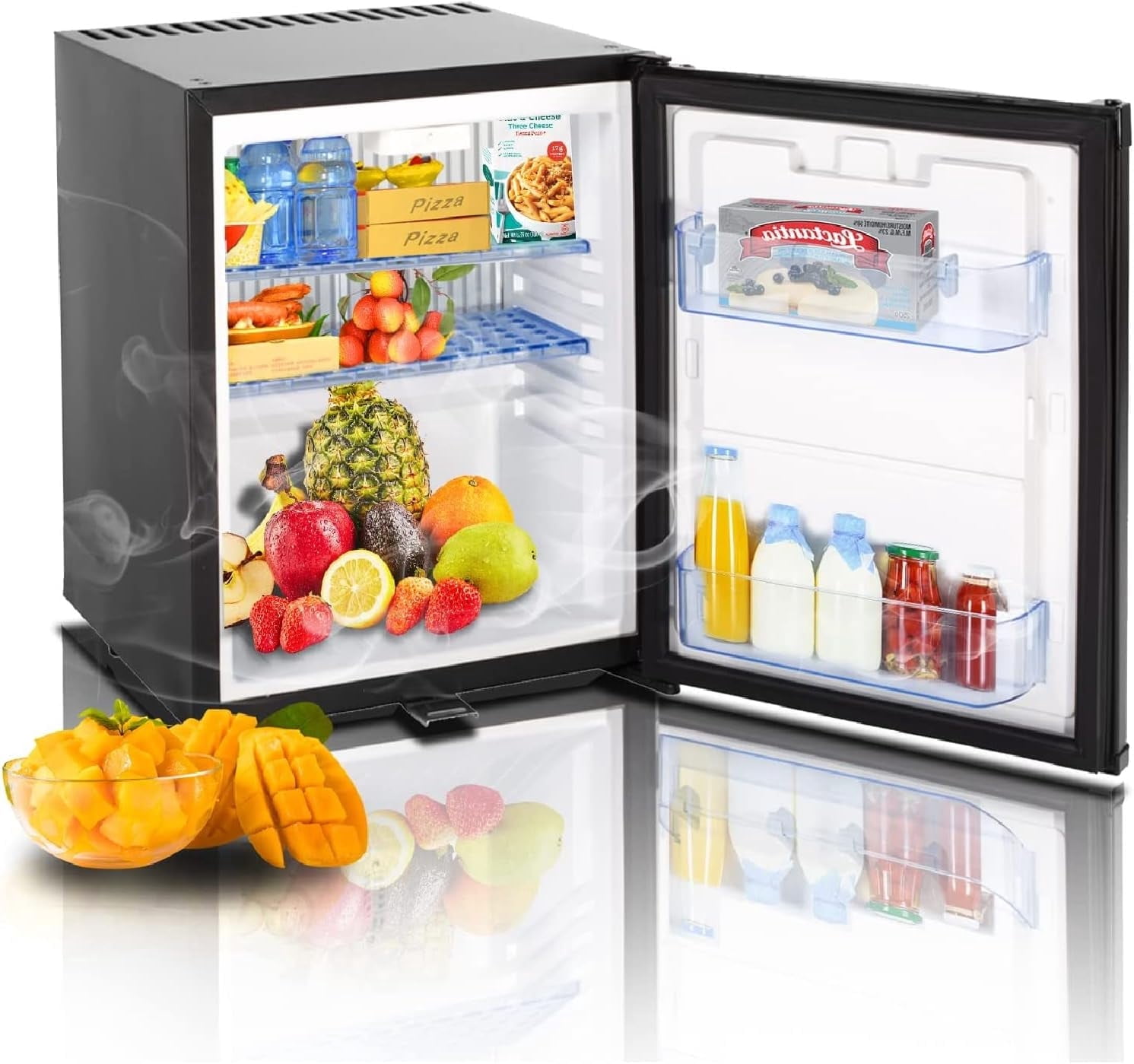 Smad 1.4 Cu ft RV Refrigerator Mini Fridge Freightliner 12V DC/110V AC Bedroom Truck Dorm Lock