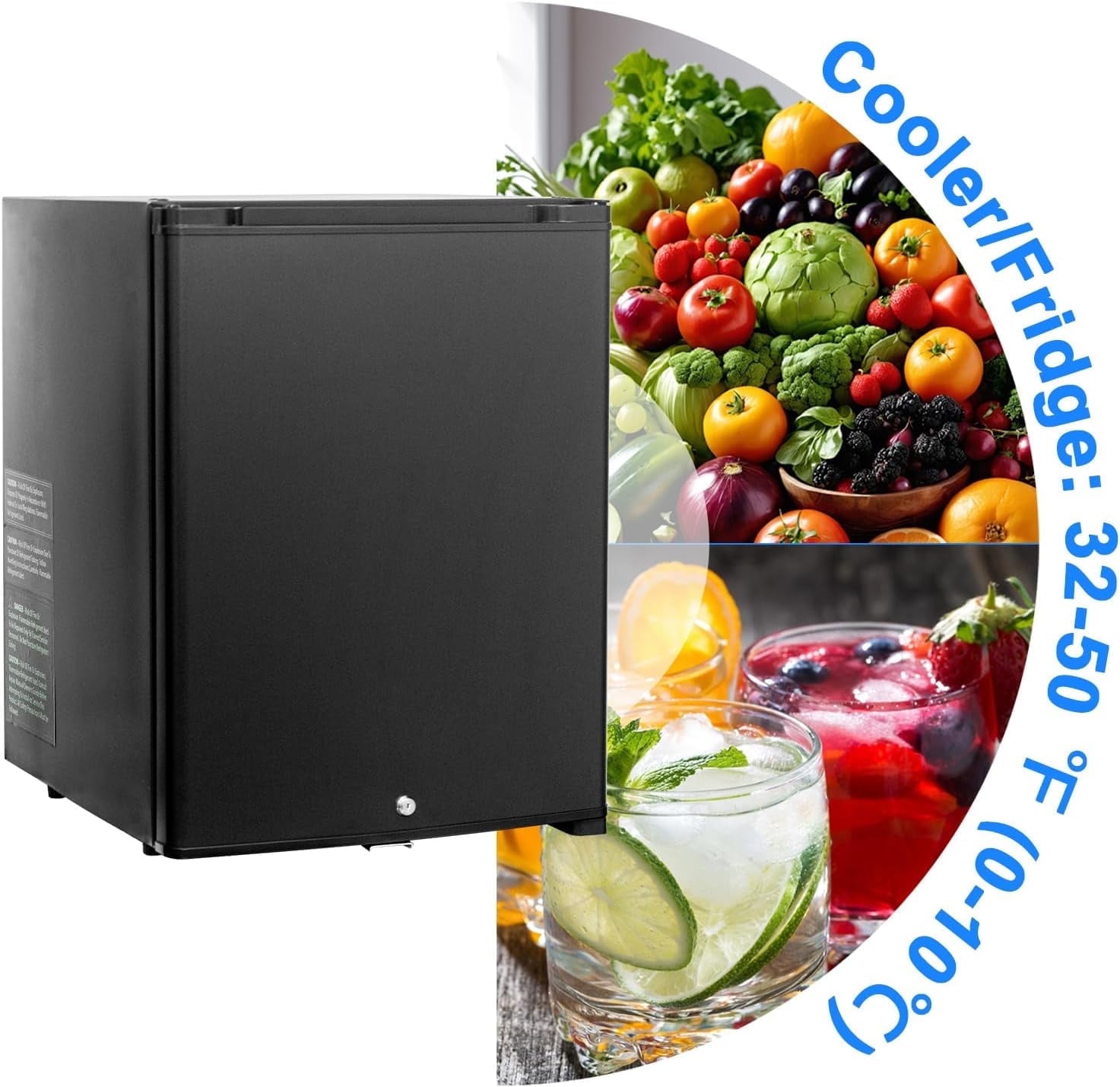 Smad 110V/12V Compact Refrigerator No Noise RV Caravan Car Mini Fridge Lock, Reversible Door 2.1 Cu ft
