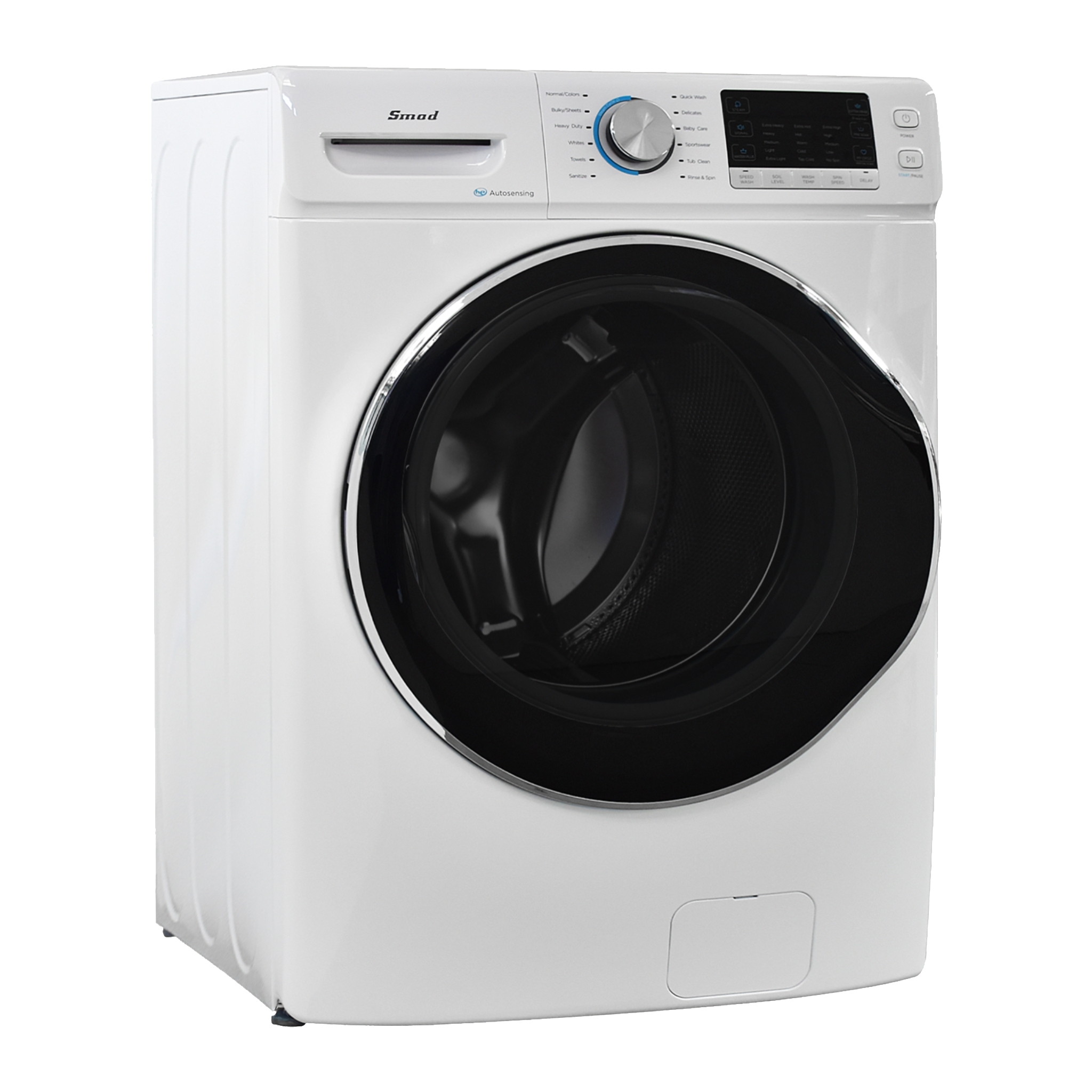 Smad 27 in 4.5 Cu ft Front Load Quick Electric Washing Machine Inverter Motor Steam Water Plus Functions