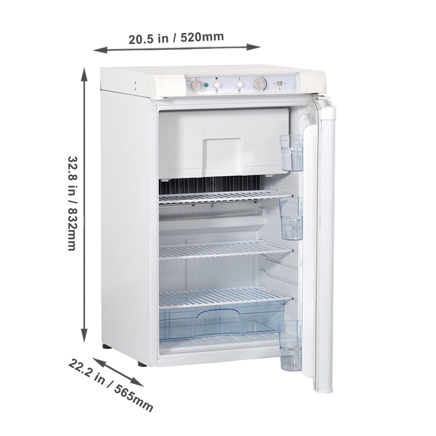 Smad 3.5 Cu ft Propane Refrigerator 3 Way Gas/110V/12V RV Camper Thermostat Flame Indicator