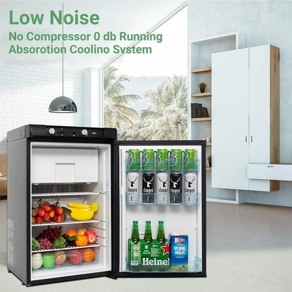 Smad 3 Way Fridge Gas/12V/110V 3.5 Cu.ft Propane Camping Refrigerator Fridge