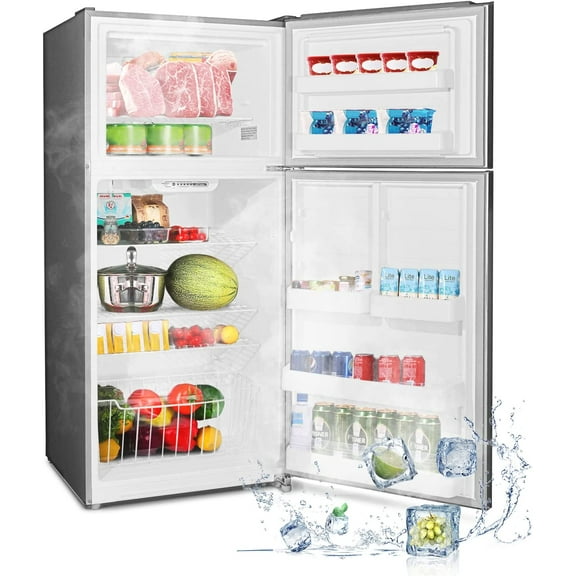 Smad 30 in Freestanding Top Freezer Refrigerator 18.3 Cu ft Stainless Steel 2 Door