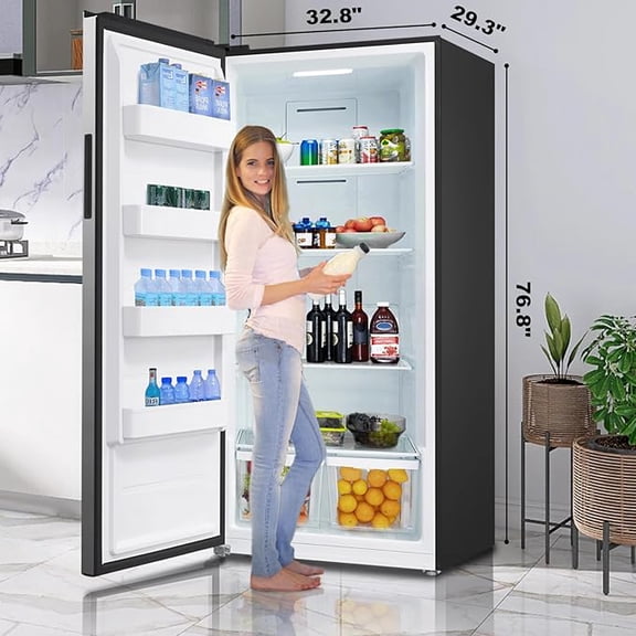 Smad 33 Inch Upright 21 Cu ft Freezer in Stainless Steel F21UFLESSS Left Door Fridge