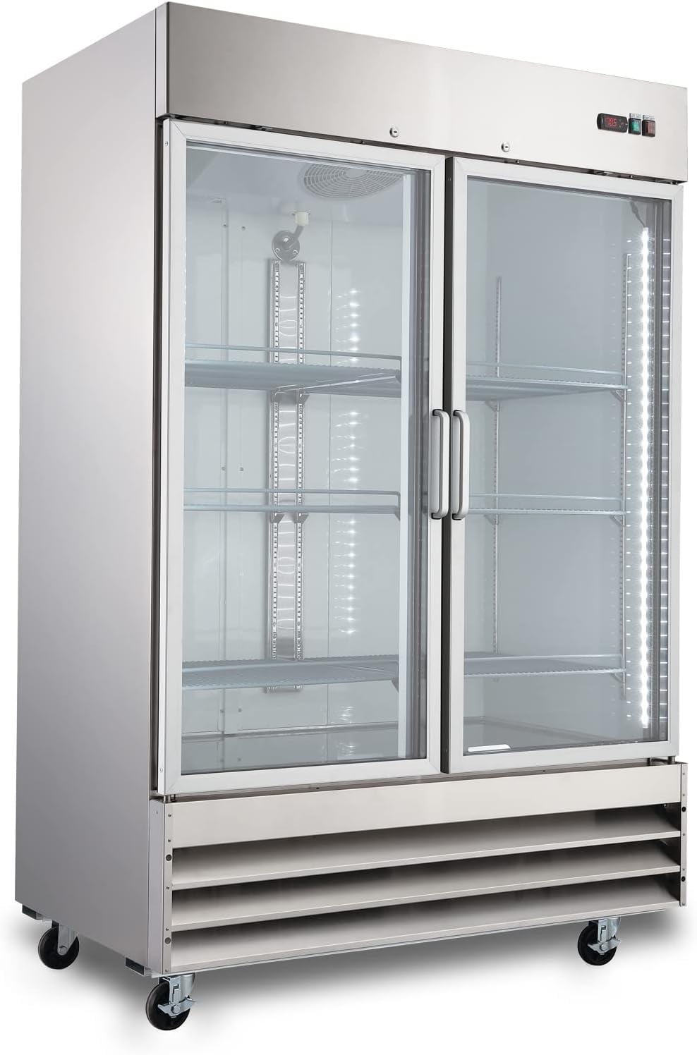 Smad 47 Cu ft Commercial Refrigerator, Frost Free Upright Display Reach-in Fridge, Stainless Steel