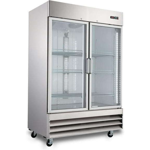 Smad 47 Cu ft Commercial Refrigerator, Frost Free Upright Display Reach-in Fridge, Stainless Steel