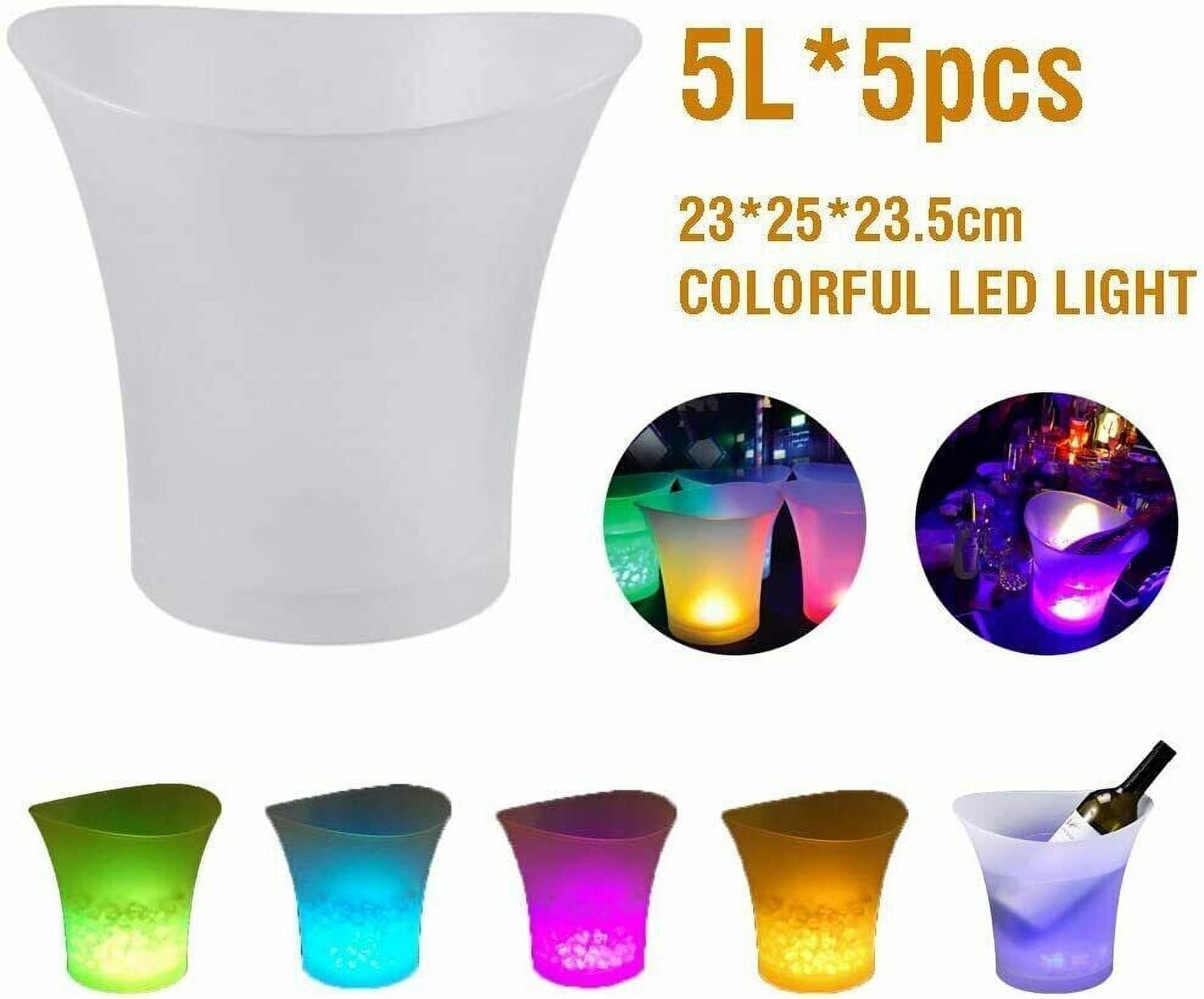 Smad 5 Pcs Ice Bucket 7 Color Changing LED Ice Buckets Cooler Drinking