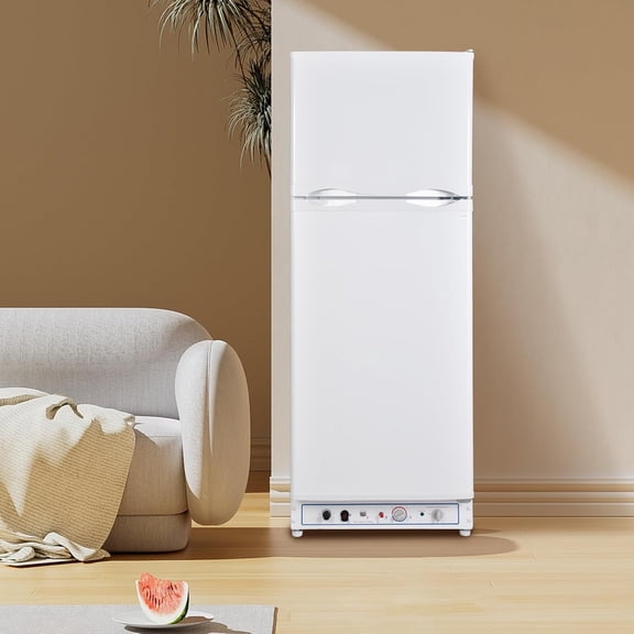Smad 6.1 Cu ft Propane Refrigerator 2 Way RV with Freezer for Cabin Boat 110V Gas Fridge White