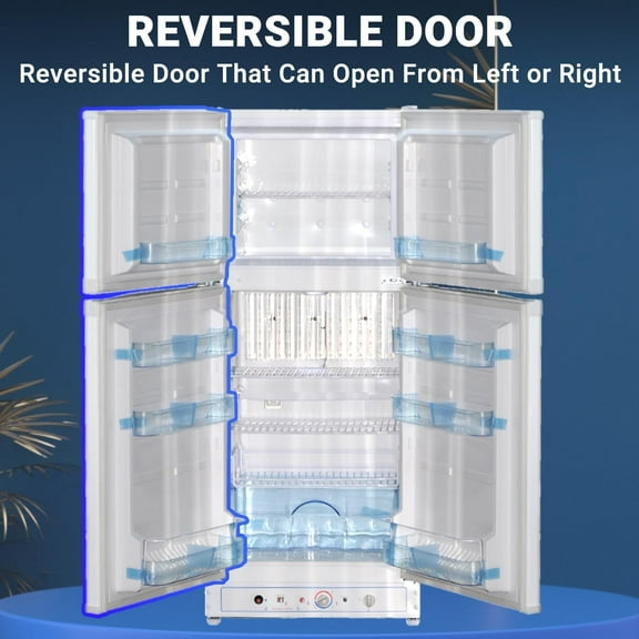 Smad 6.1 Cu.Ft Propane Refrigerator Offgrid 2 Way RV with Freezer for Cabin Boat 110V Gas Fridge White