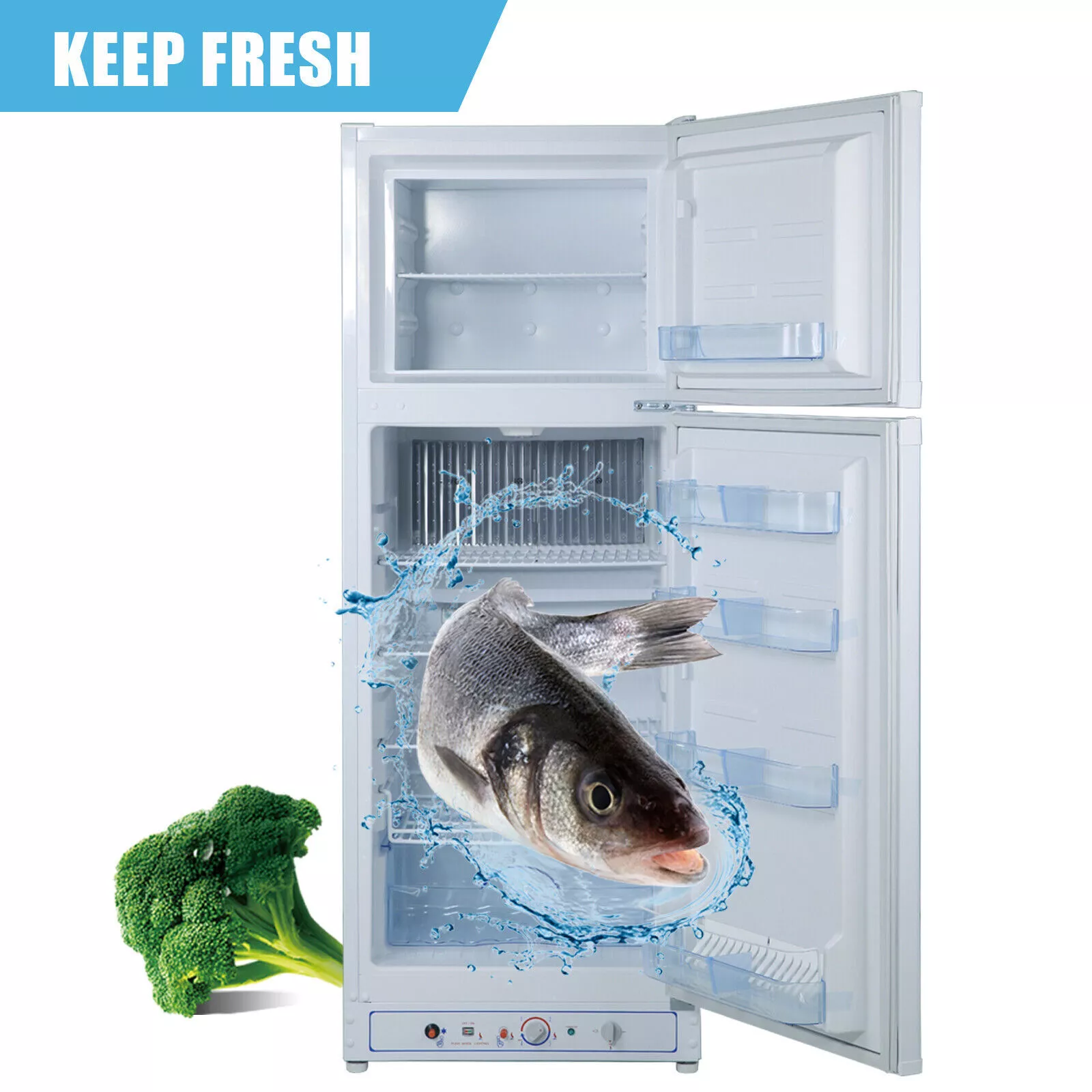 Smad 9.3 Cu ft Propane Refrigerator with Freezer 110V Fridge Garage RV Food Truck Offgrid