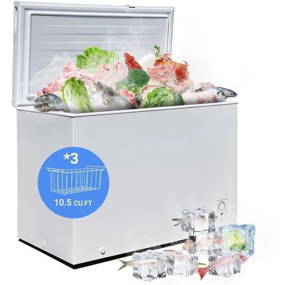 Smad Chest Freezer 10.5 Cu ft Large Deep Freezer Adjustable Thermostat ...