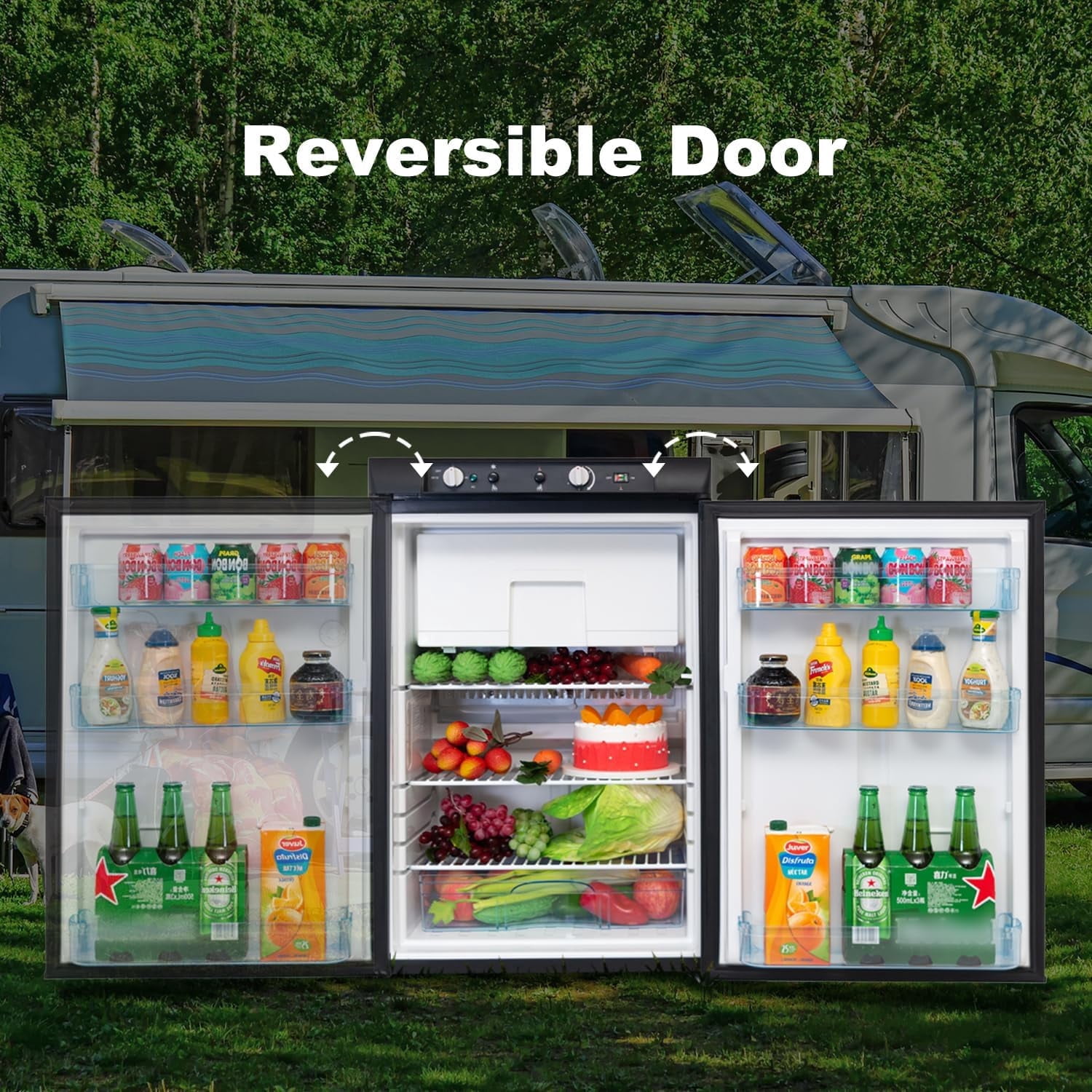 Smad LPG Gas Refrigerator 3.5 cu.ft Camper Motorhome RV Top Freezer Off Grid